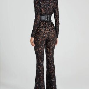 NADINE MERABI Black Sequin Jumpsuit